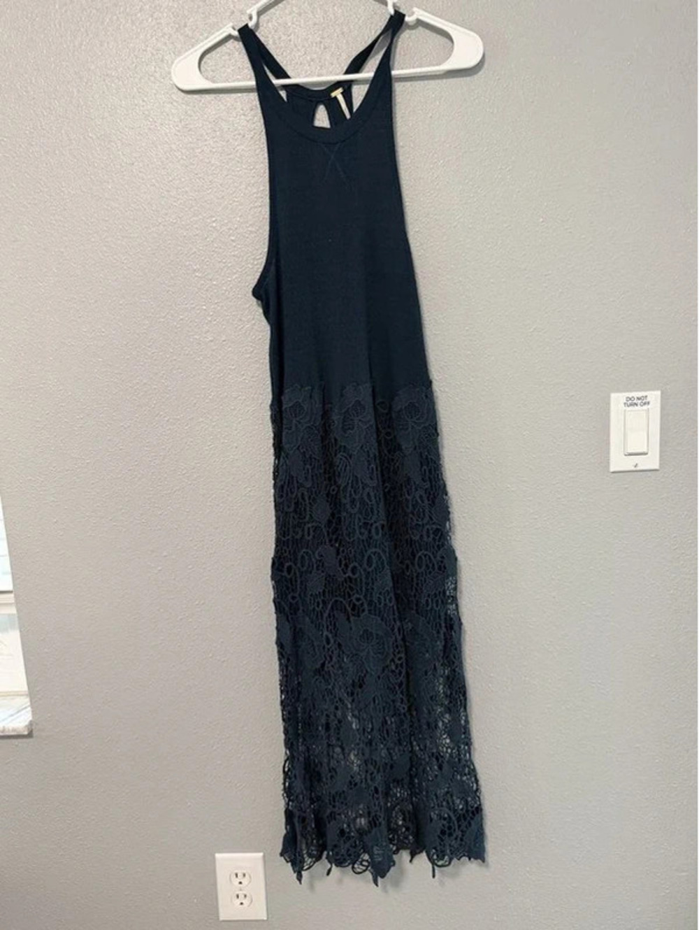 #6046 Free People Black Lace Maxi Dress Size Small